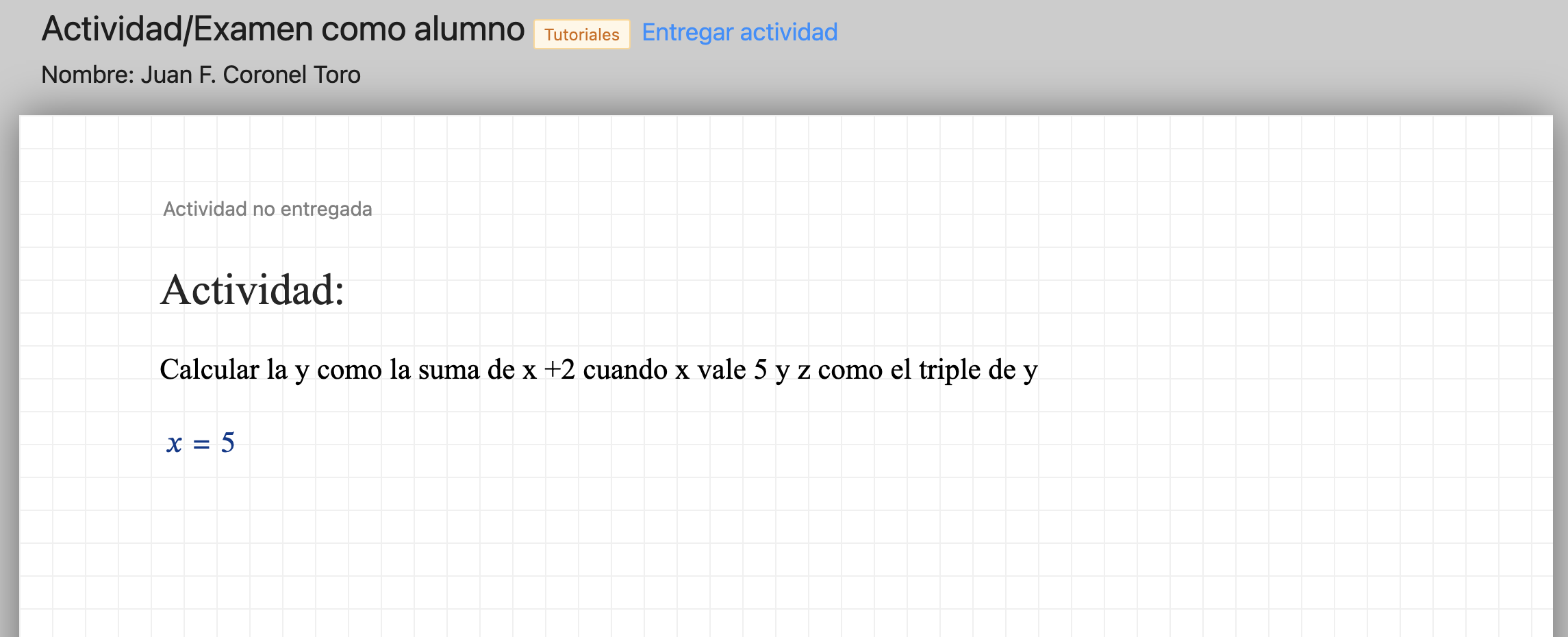 Ejemplo de actividad sin entregar